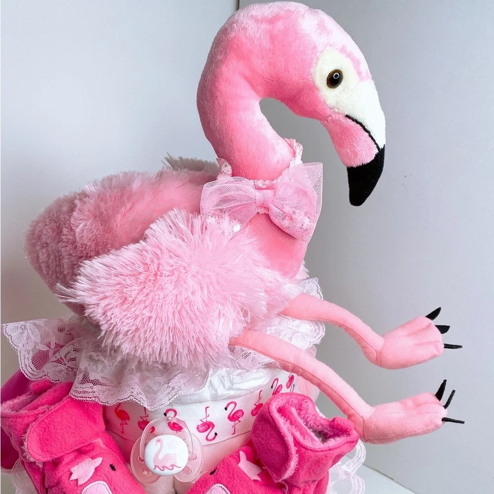 Flamingo Diaper Cake, Baby Shower Gift